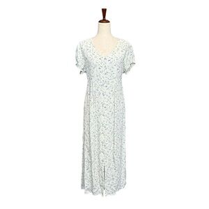 Pudding Shop 100% Rayon Floral V-Neck Maxi Dress Size 4 #1816